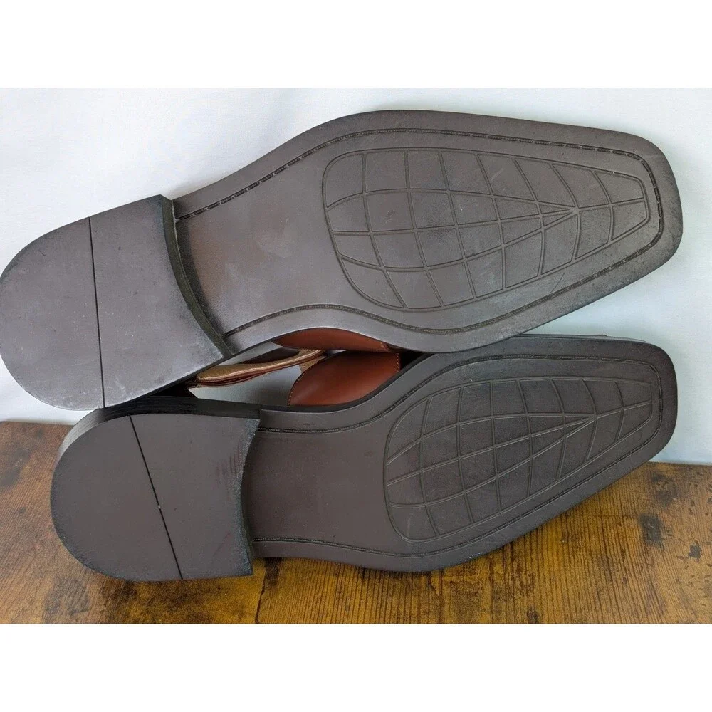 Lucio Ricci Mens Fisherman Dress Sandals Brown Leather Vent Toe Shoes Sz 9